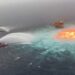 Pemex reporta una fuga con fuego en gasoducto submarino del sureste de México