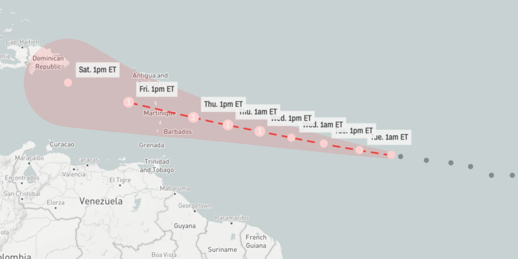 Tormenta tropical Bret avanza hacia el oeste en el Atlántico, se espera fortalecimiento