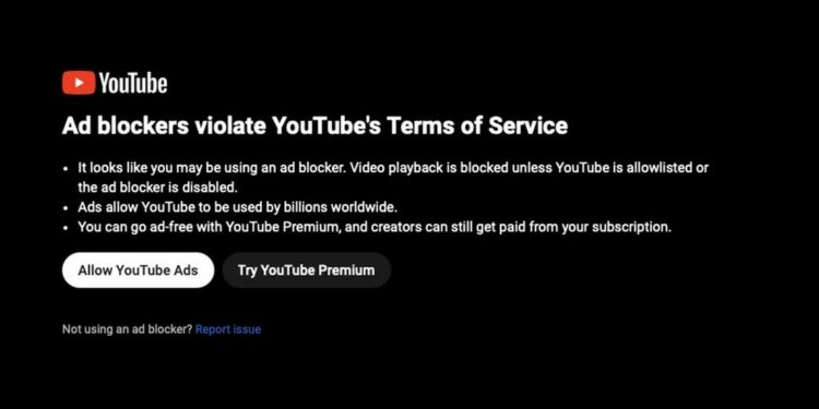 YouTube prohíbe ver videos con los bloqueadores de publicidad activados