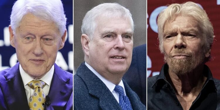 Cintas sexuales involucrarían a Príncipe Andrew, Richard Branson y Bill Clinton en caso Epstein